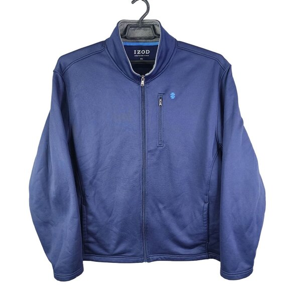Mens Navy Blue Izod Spectator Fleece Jacket Full-Zip Long Sleeve Outerwear XXL - Picture 1 of 10
